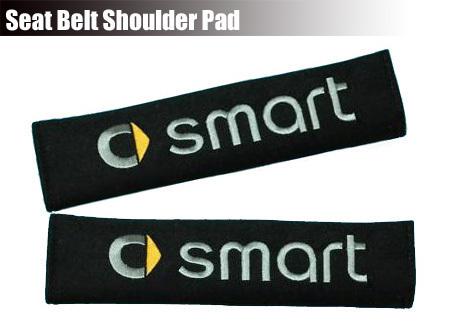 Pair of auto car seat belt shoulder pads cushions covers black for smart fortwo