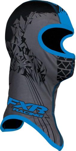 Fxr-snow shredder-frostbite block poly/spandex balaclava,black/cyan,small/sm