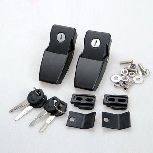 Hood lock latches catch locking black pair set for jeep wrangler 07-16 jk rampag