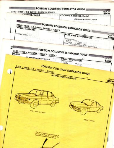 Bmw 2500 2800 3000 cs 3.0 body parts list crash sheets mfre