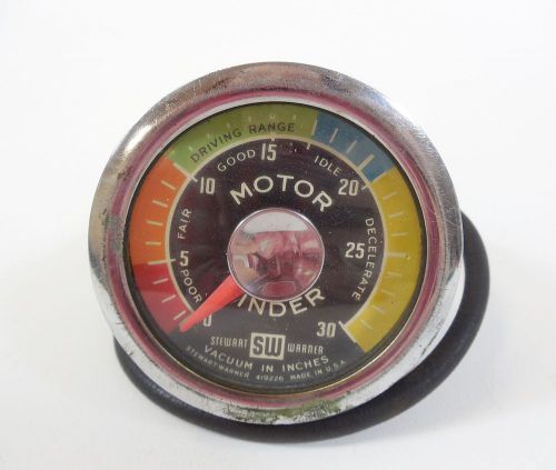 Vtg sw stewart warner 2 3/4&#034; motor minder vacuum gauge for chevy ford street rod