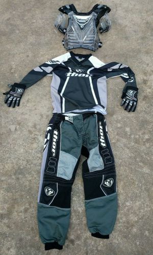 Thor racing phase 2.0 mens 26 black gray motocross riding pants,gloves,jersey