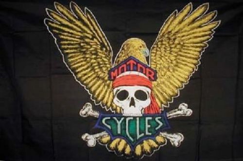 Motorcycles eagle wings skull flag 3ft x 5ft rider banner