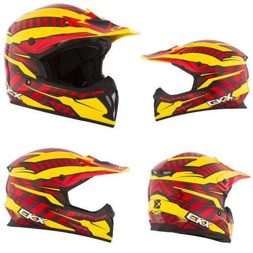 Mx motocross helmet ckx tx-696 fusion large yellow/red/black mat adult