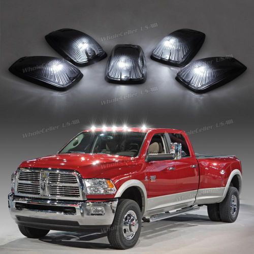 5x cab marker light smoke+168 6-5730 white led+base for 88-02 chevy c/k new