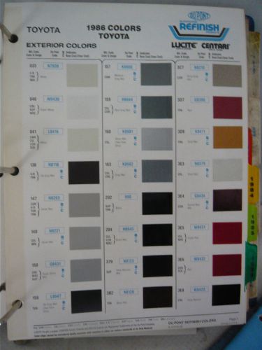 1986 toyota  world color dupont refinish paint chips 83-85 info