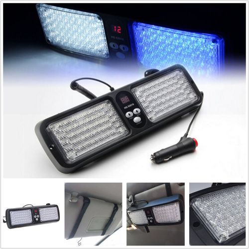 Blue&amp;white 12v emergency hazard warning security sun visor 86 led strobe light