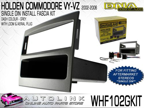 Dna holden commodore vy-vz single din stereo install kit with grey fascia/wiring