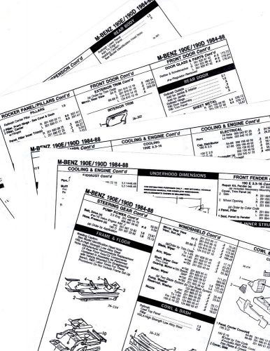 1984 1985 1986 1987 1988 mercedes benz 190e 190d body part list crash sheets hbk