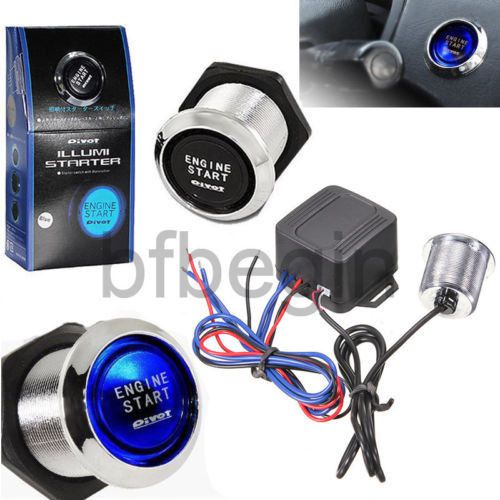 New car starter blue led electric switch engine start ignition button push kit