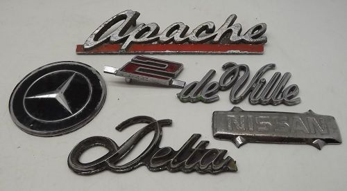 Vtg old 6 emblem car mercedes nissan cadillac sedan de ville chevrolet apache 10