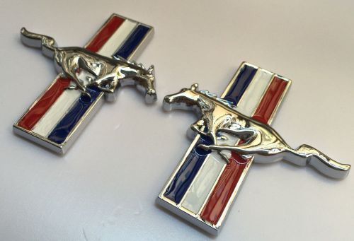X2 pc usa metal chrome running horse emblem l/r side badge sticker ford mustang