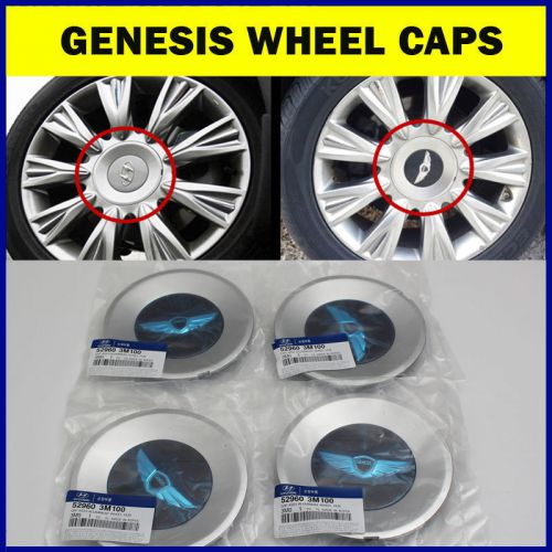 Genuine genesis wheel caps set wing emblems hyundai oem sedan 18&#034; 2008-2012 4pcs