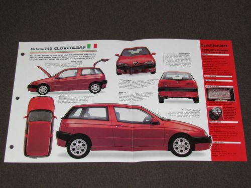 1996-1998 alfa romeo 145 cloverleaf car spec sheet brochure photo booklet