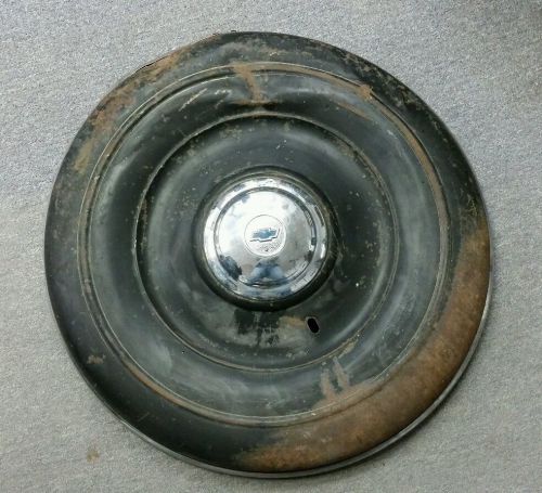 Vintage 1930s chevy chevrolet spare tire metal wheel cover stainless steel trim