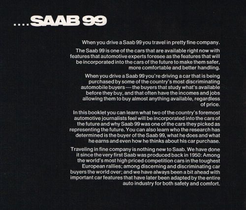 1972 saab 99 e road test brochure vs. rx-2, mercedes,.......from ps