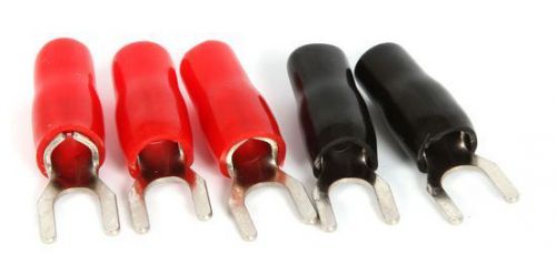 Tspec v8st2 5 pack v8 series 8 gauge #10 crimp spade terminals 3 red &amp; 2 black