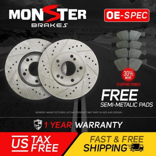 (rear kit)2 oe spec cross drilled &amp; sloted brake rotors &amp; 4 semi-met pads-(5lug)