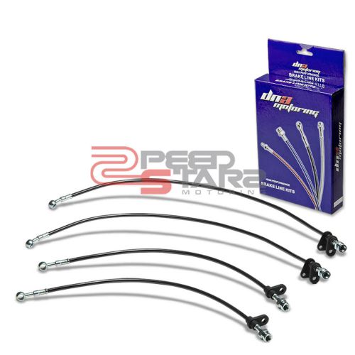 Prelude ba black pvc coat stainless steel hose brake lines/cable front+rear disc