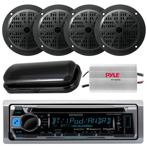 New kenwood marine cd mp3 usb input am/fm stereo 4 x 4&#034; speakers /800w amp cover