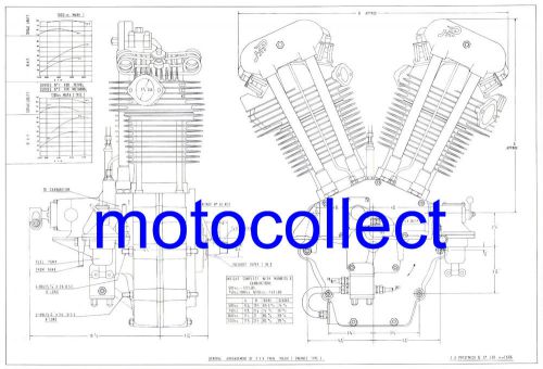 J.a.p twin cylinder engine - factory technical drawing . a3 size 420mm x 300mm