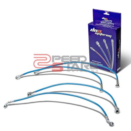 For civic em/es/ep3 blue pvc coated stainless hose brake line/cable front+rear