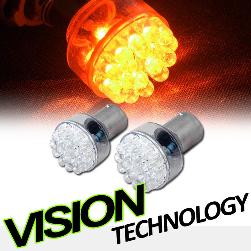 2pc amber 1156 ba15s 24x led front turn signal light lamp bulbs 7506 7507 7527