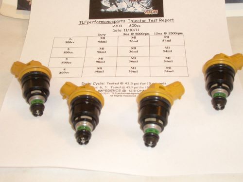 Subaru 2001-07 sti, wrx ej25 2.5l set of 4# 800cc side feed p &amp; p fuel injectors