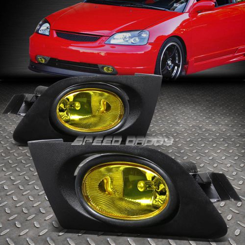 Amber lens driving bumper oem fog light/lamp+switch for 01-03 civic 2d/4dr em/es