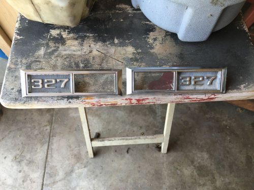 1968 impala 327 engine fender bezels markers emblems pair