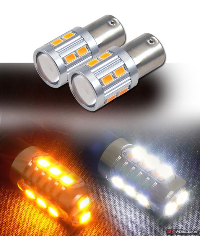 2x yellow 1156 ba15s base 16 5730 smd led front turn signal light lamp bulb 1141