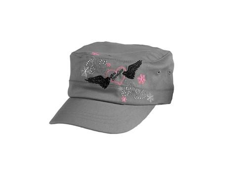 Divas snow gear ladies winged heart cadet hat - grey