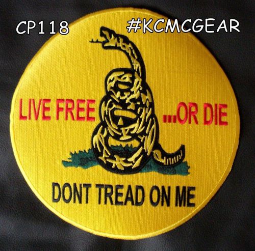 Live free or die united states gadsden flag design insignia round center patch