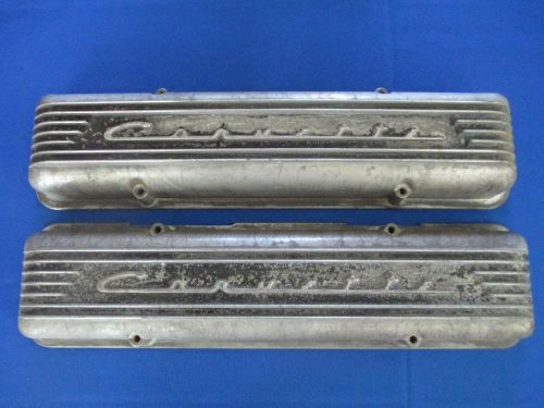 1955-1959 corvette valve covers staggered 7 fin gm 3726086 orig (fits corvette)