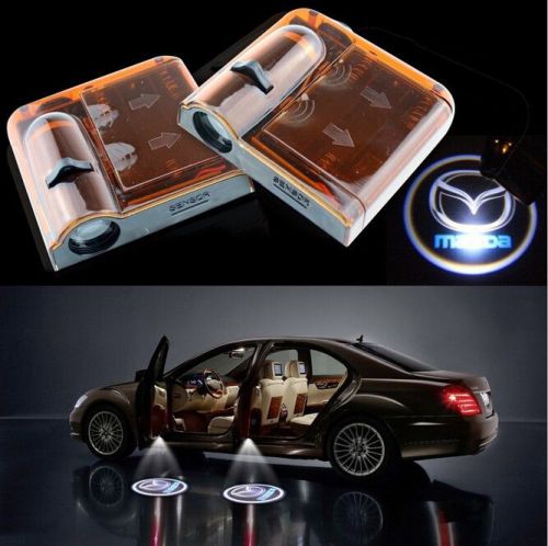 2pcs for mazda wireless led car door logo shadow welcome light projector sticker