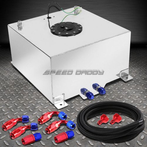 10 gallon/38l polished aluminum fuel cell tank+level sender+nylon fuel line kit