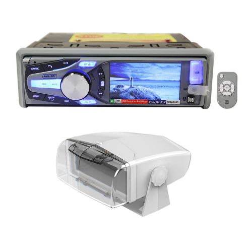 Dual am615bt marine cd receiver w/3&#034; lcd/bluetooth/iphone/pandora+gimbal housing