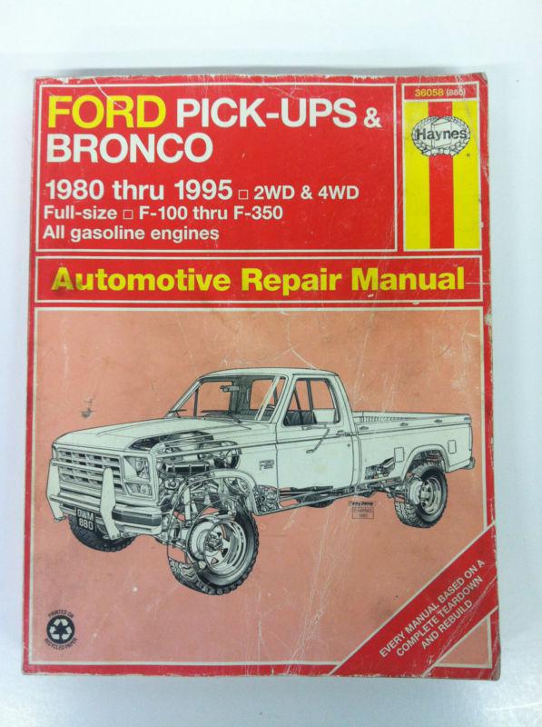 Haynes manual ford pick-ups & bronco 1980-1995 2wd & 4wd, full size