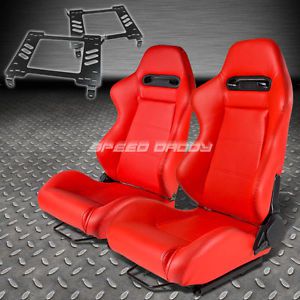 Pair type-r red pvc reclining racing seat+bracket for 94-05 dodge neon sx