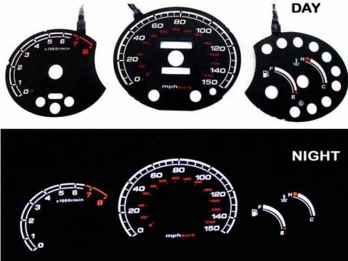 97-99 tiburon w/ rpm black/white indiglo glow el gauges