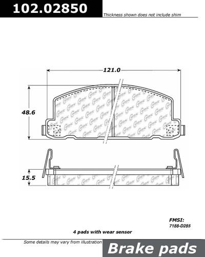 Centric 102.02850 brake pad or shoe, front-c-tek metallic brake pads-preferred