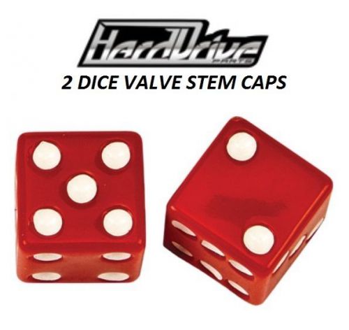 Valve stem caps red dice chromies 2 pack dirtbike motorcycle atv utv suzuki