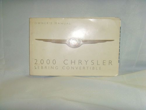 2000 chrysler sebring convertible owners manual only