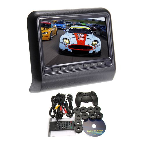 9&#034; headrest slot car dvd player fm transmitter/ir/usb/sd kid wireless game black