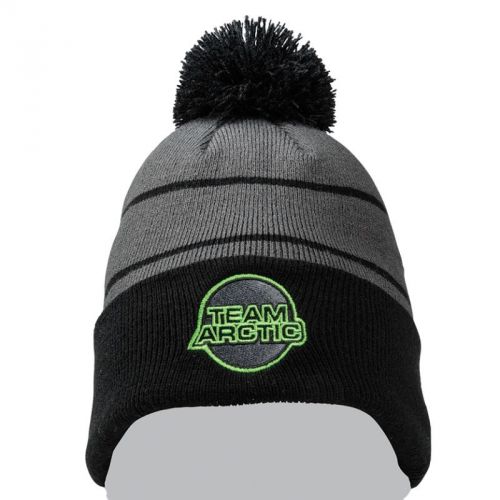 Arctic cat team arctic w/ pom knit 100% acrylic beanie - black gray - 5273-079