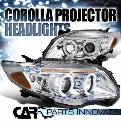 Toyota 09-10 corolla led halo projector headlights lamp chrome