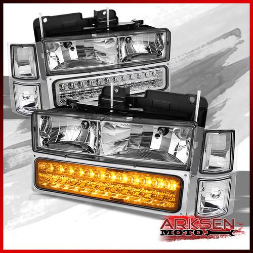 94-98 chevy c10 c/k full size pickup silverado headlights +corner+led bumper set