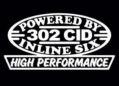 2 high performance 302 cid decal set hp inline straight 6 engine emblem stickers