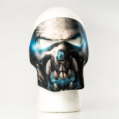 Aqua skull neoprene ski mask full motorcycle biker face mask reversible new +