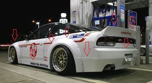 Nissan 200sx 180sx 240sx s13 rocket bunny look side skirts